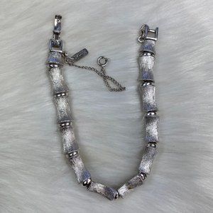Vintage Monet Silver Tone Bamboo Link Bracelet